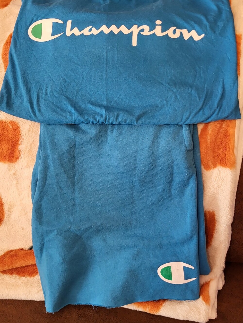 Champion Teal Blue Logo Sweatshirt & Shorts Set.